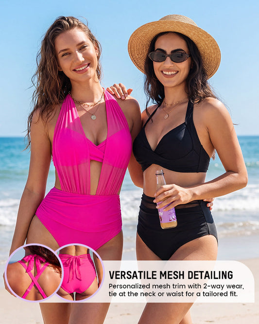 Women's High Waisted Tummy Control Two Piece Bikini Swimsuit
